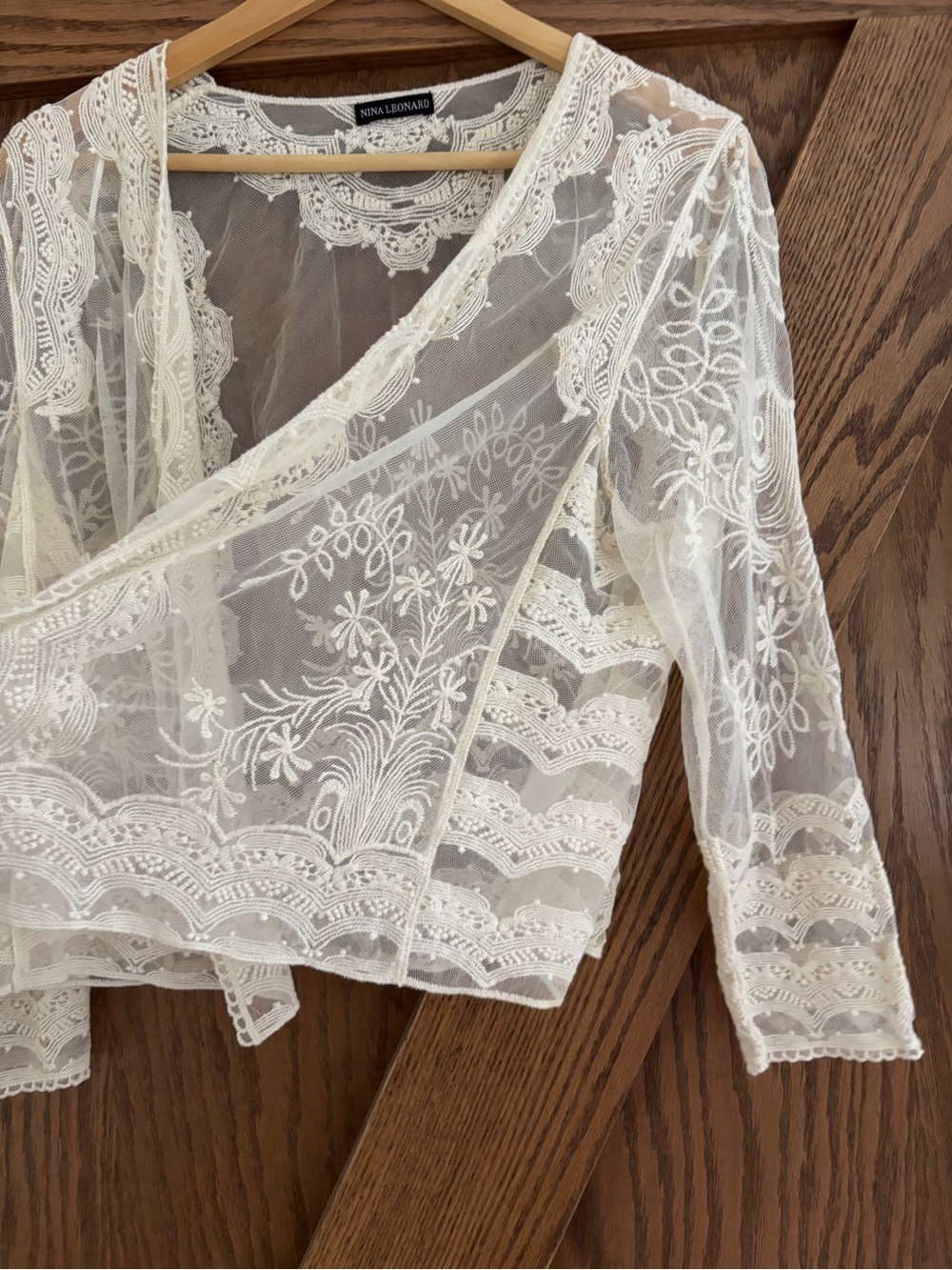 Ivory cream lace open cover-up cardigan shrug